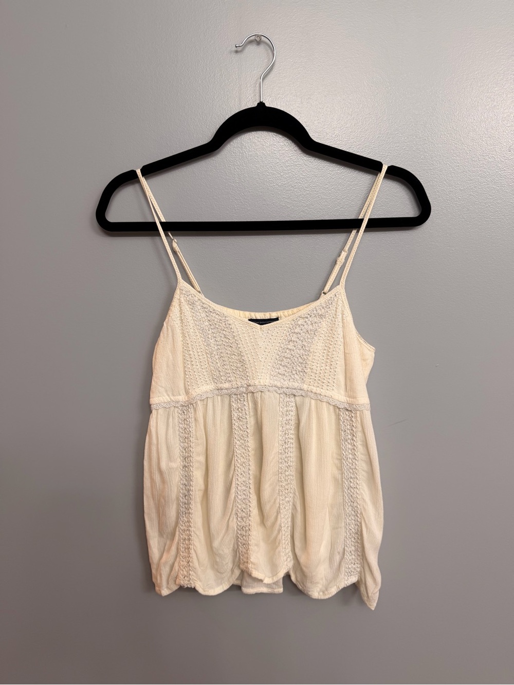 American Eagle Outfitters Cream Lace-Trim Camisole Tank